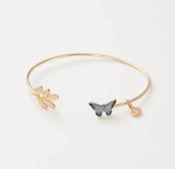 Fable England Enamel Blue Butterfly Bangle