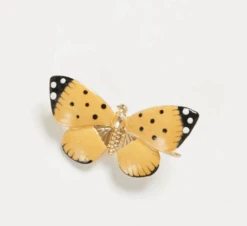 Fable England Enamel Butterfly Brooch Yellow