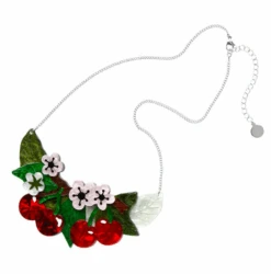 Erstwilder Botanical Fruit Blossoming Cherries Statement Necklace -Fashion Shoe Store CherriesNL2