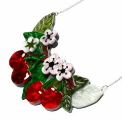 Erstwilder Botanical Fruit Blossoming Cherries Statement Necklace -Fashion Shoe Store CherriesNL5