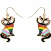 Erstwilder Pride And Joy Elissa The Rainbow Cat Enamel Drop Earrings