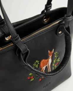 Fable England Fawn Embroidered Tote -Fashion Shoe Store FawnTote5