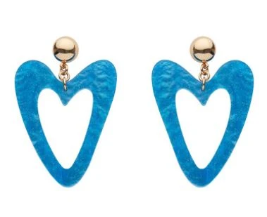 Erstwilder Pete Cromer Wildlife Textured Resin Heart Drop Earrings Aqua 2 Erstwilder Pete Cromer Wildlife Textured Resin Heart Drop Earrings Aqua - Image 2