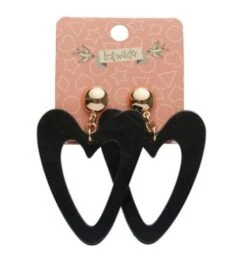 Erstwilder Pete Cromer Wildlife Textured Resin Heart Drop Earrings Black