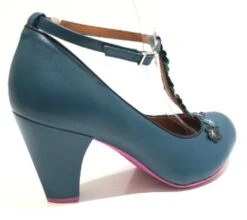 Cristofoli Lucille Petrol With Black Flowers 7 Cristofoli Lucille Petrol With Black Flowers -Fashion Shoe Store LucillePT3