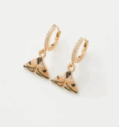 Fable England Enamel Moth Huggie Earrings