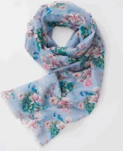 Fable England Peacock Vintage Blue Scarf