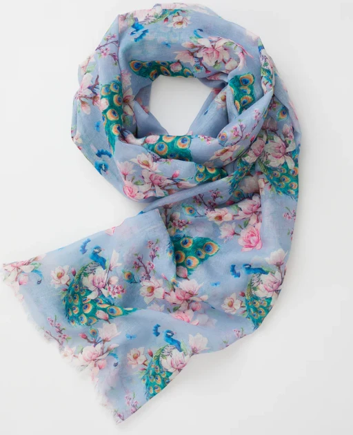 Fable England Peacock Vintage Blue Scarf 1 Fable England Peacock Vintage Blue Scarf