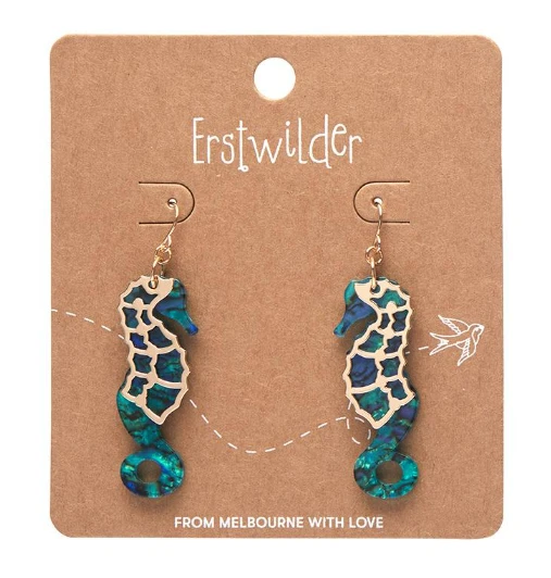 Erstwilder La Belle Epoque Seahorse Drop Earrings Blue 2 Erstwilder La Belle Epoque Seahorse Drop Earrings Blue - Image 2