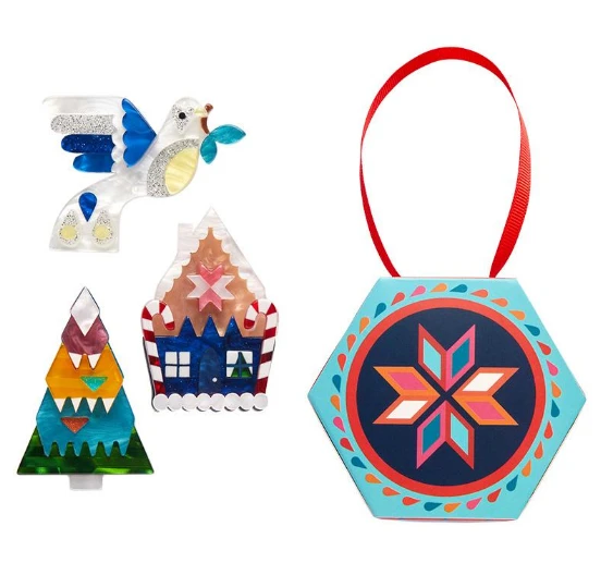 Erstwilder Modern Holiday Mystery Mini Brooch Set Of 3 1 Erstwilder Modern Holiday Mystery Mini Brooch Set Of 3