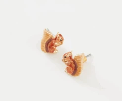 Fable England Enamel Red Squirrel Earrings