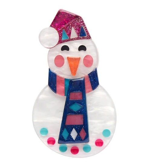 Erstwilder Modern Holiday Stay Frosty Snowman Brooch 1 Erstwilder Modern Holiday Stay Frosty Snowman Brooch