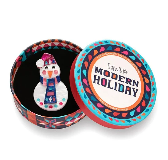 Erstwilder Modern Holiday Stay Frosty Snowman Brooch 2 Erstwilder Modern Holiday Stay Frosty Snowman Brooch - Image 2