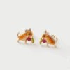 Fable England Enamel Vole Stud Earrings